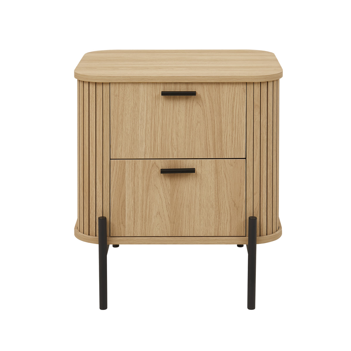 Ayla Fluted 2-Drawer Bedside Table | Contemporary Bedroom