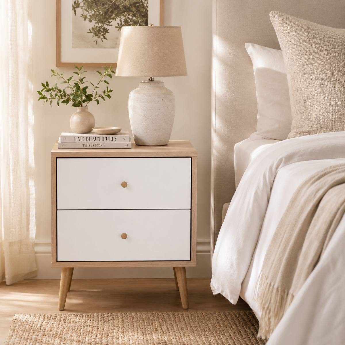 Adriana Oak-Effect Chest of Drawers & Bedside Tables Set