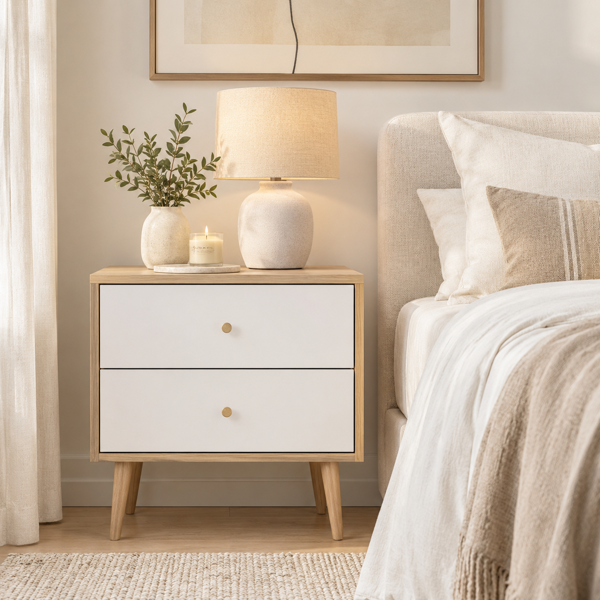 Adriana 2 Drawer Bedside Table