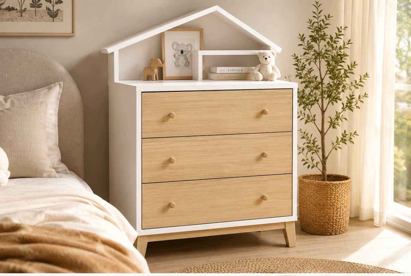 MerryLuk House Kid 3 Drawer Chest Toy Storage Cabinet