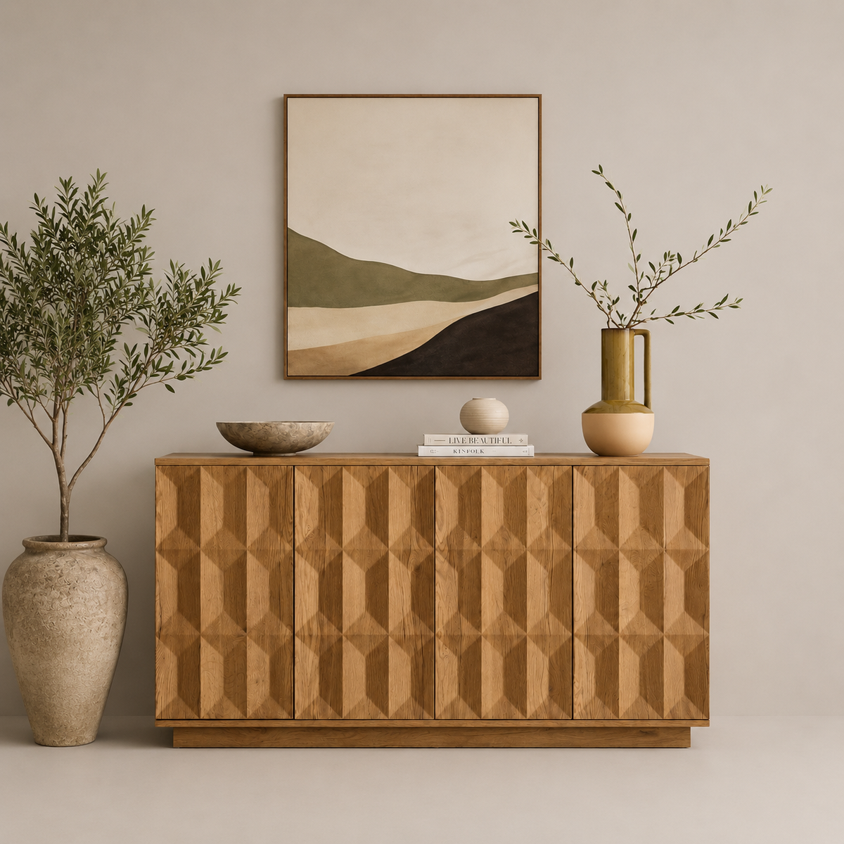 Elle Geometric 4 Door Sideboard | Artistic Design