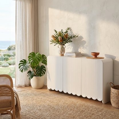 Scallop White Fluted Twin Sideboard Bundle