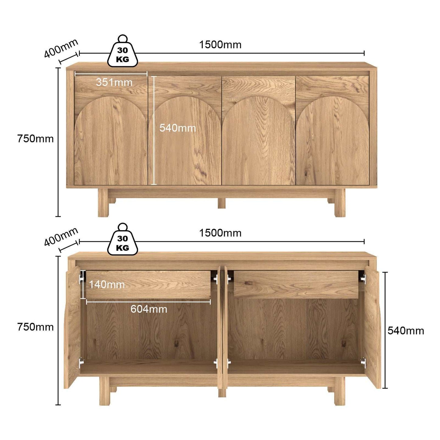 Eden Arched 4-Door Sideboard – Statement Storage