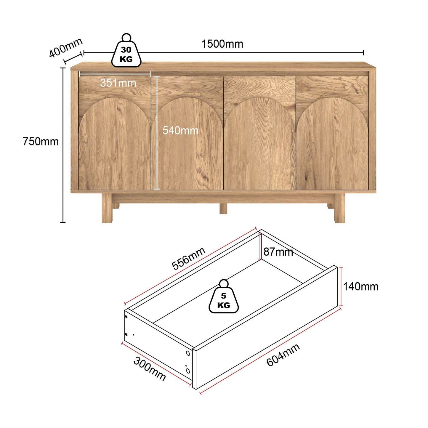 Eden Arched 4-Door Sideboard – Statement Storage