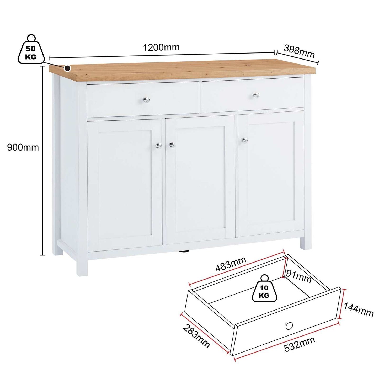 Large Sideboard Storage Cabinet with Drawers for Stylish Home Storage