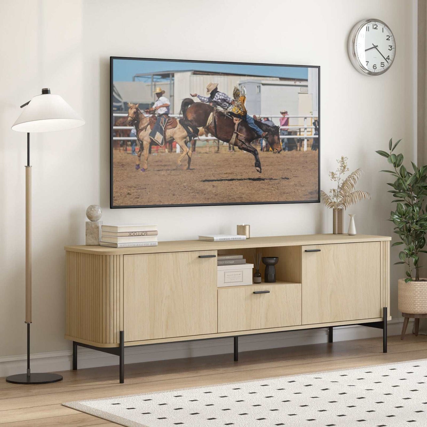 Ayla Fluted 160cm TV Entertainment Unit – Elegant Natural Oak TV Cabinet for Bedroom & Living Room