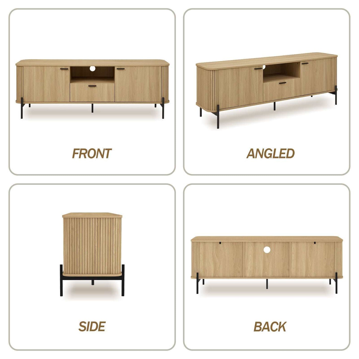 Ayla Fluted 160cm TV Entertainment Unit – Elegant Natural Oak TV Cabinet for Bedroom & Living Room