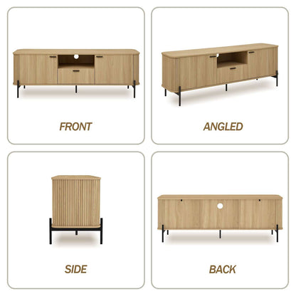 Ayla Fluted 160cm TV Entertainment Unit – Elegant Natural Oak TV Cabinet for Bedroom & Living Room