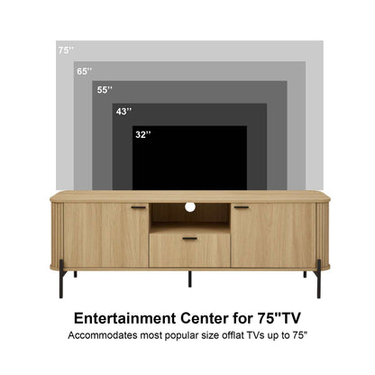 Ayla Fluted 160cm TV Entertainment Unit – Elegant Natural Oak TV Cabinet for Bedroom & Living Room