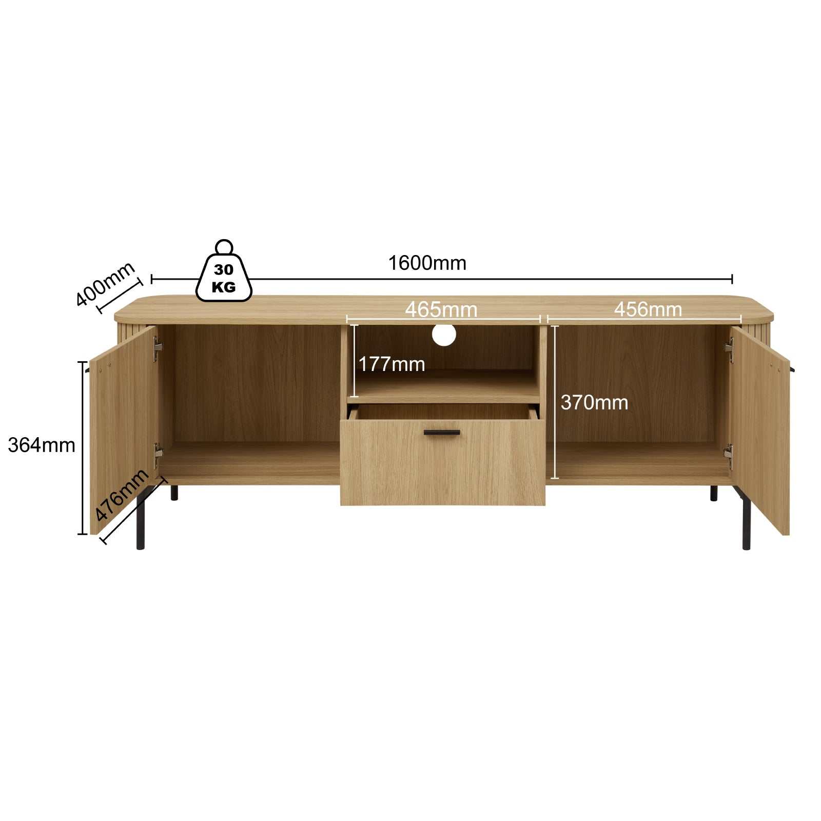 Ayla Fluted 160cm TV Entertainment Unit | Fluted TV Cabinet