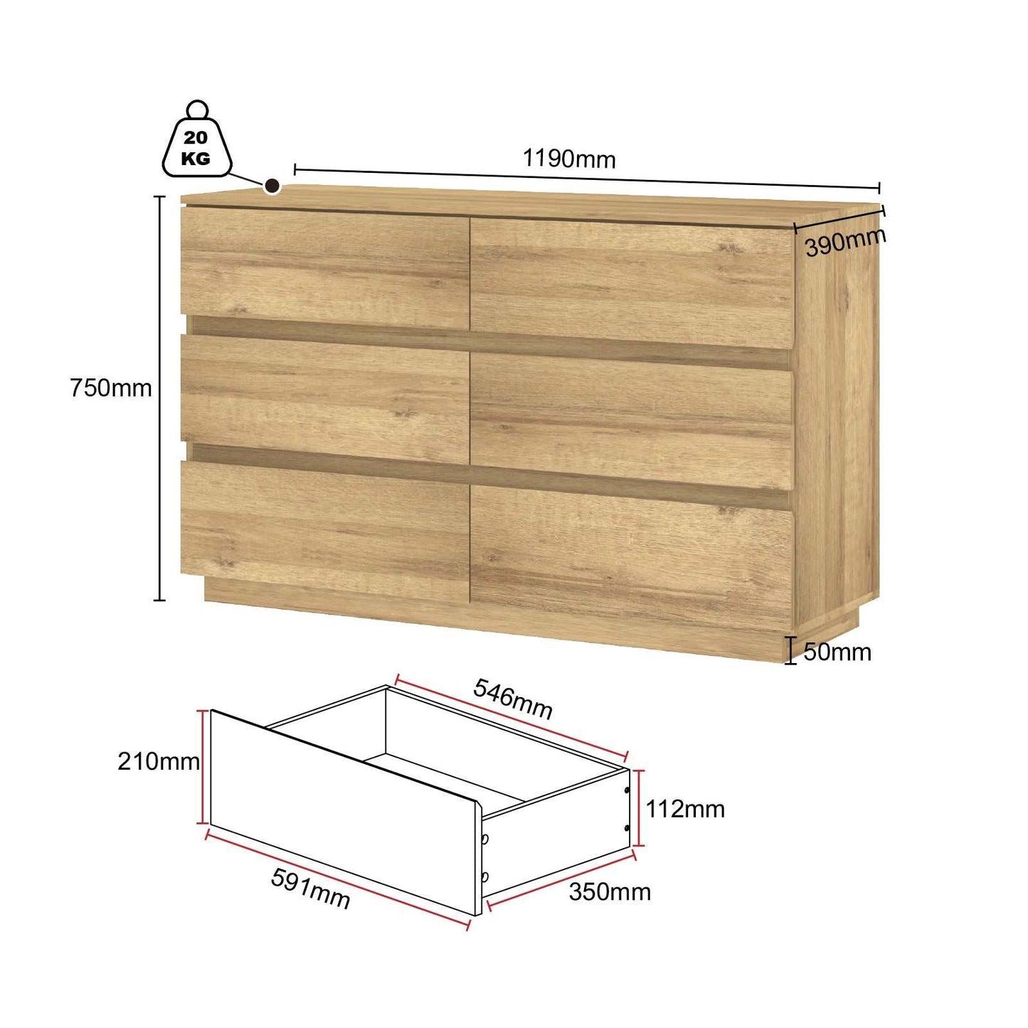Chest of Drawers 12-Drawer for Bedroom, Living Room, Closet, Hallway