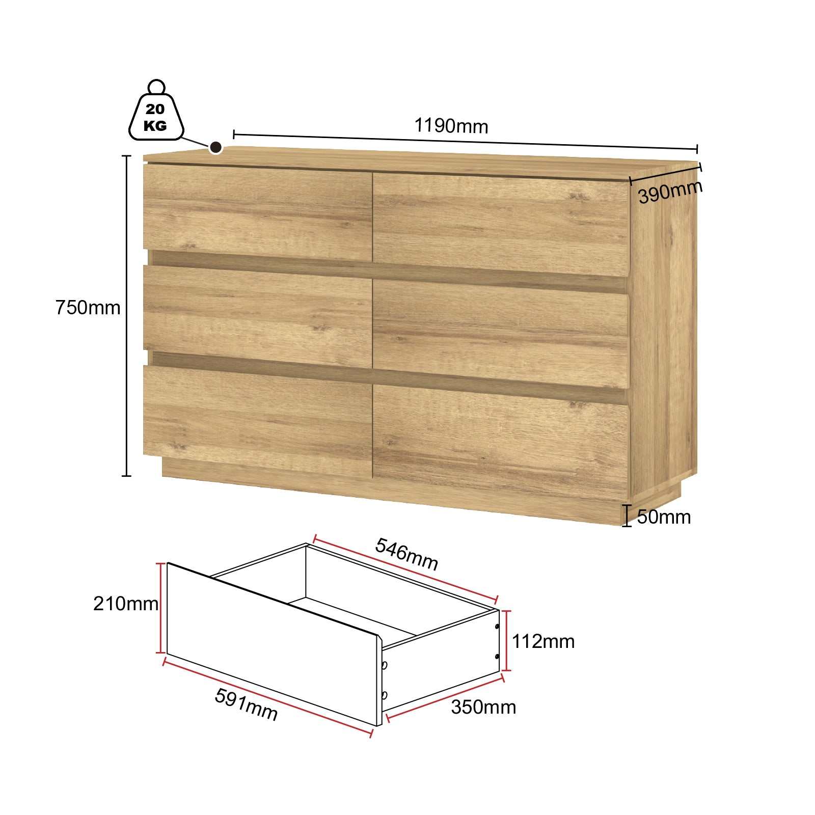 Chest of Drawers 12-Drawer for Bedroom, Living Room, Closet, Hallway