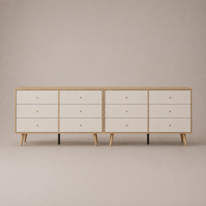 Adriana 12 Drawer Dresser Set – Scandinavian Oak Lowboy