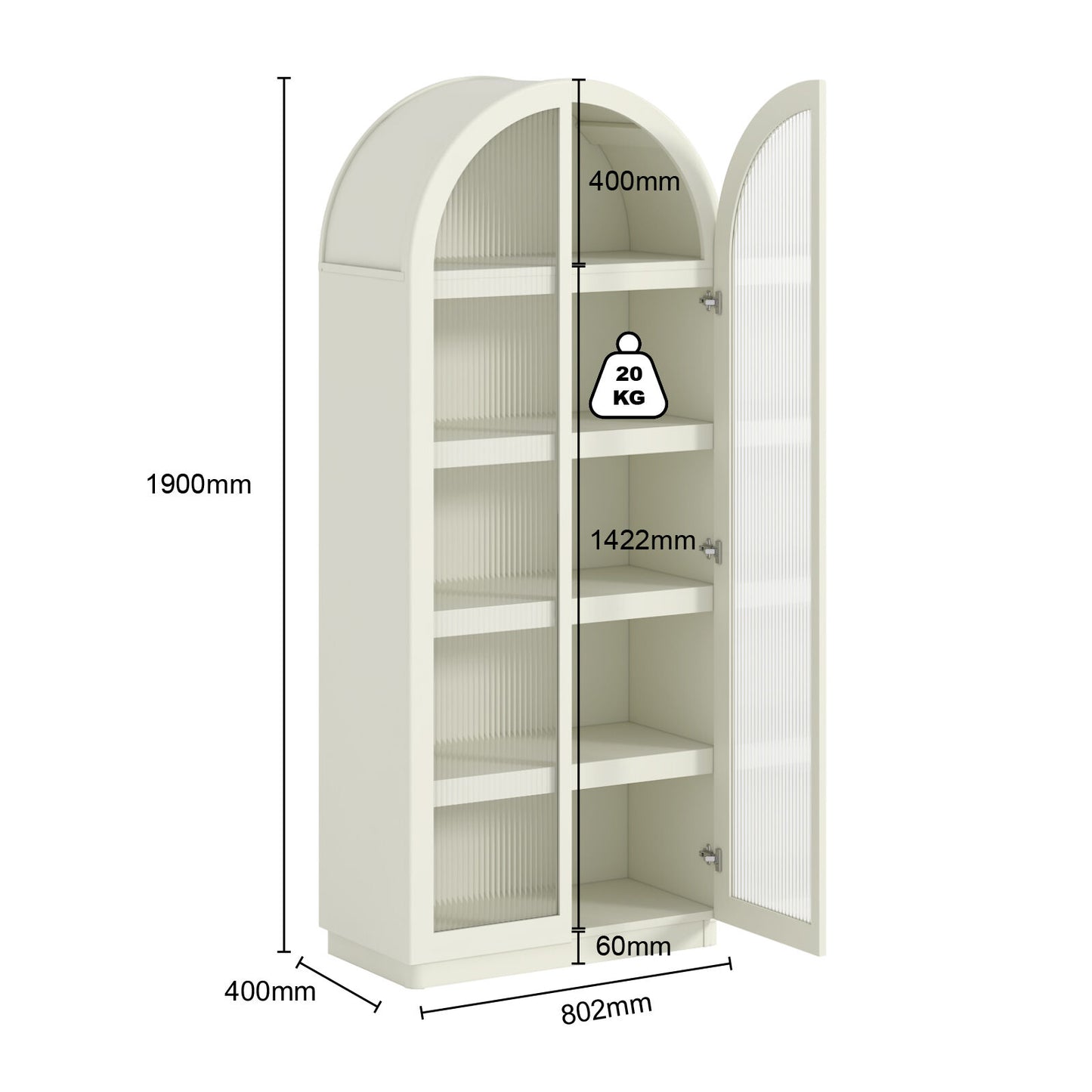 Sophia Ribbed Glass Display Cabinet