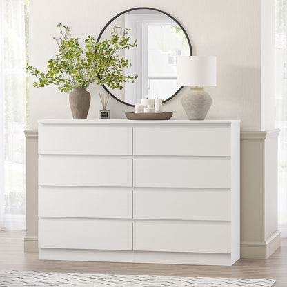 Zane 8 Drawer Chest of Drawers Dresser - 120cm Wide Storage Cabinet