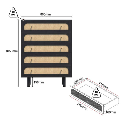 Elisa 2 Sets - 10 Drawer Chest of Drawers Dressers with Curved Fronts