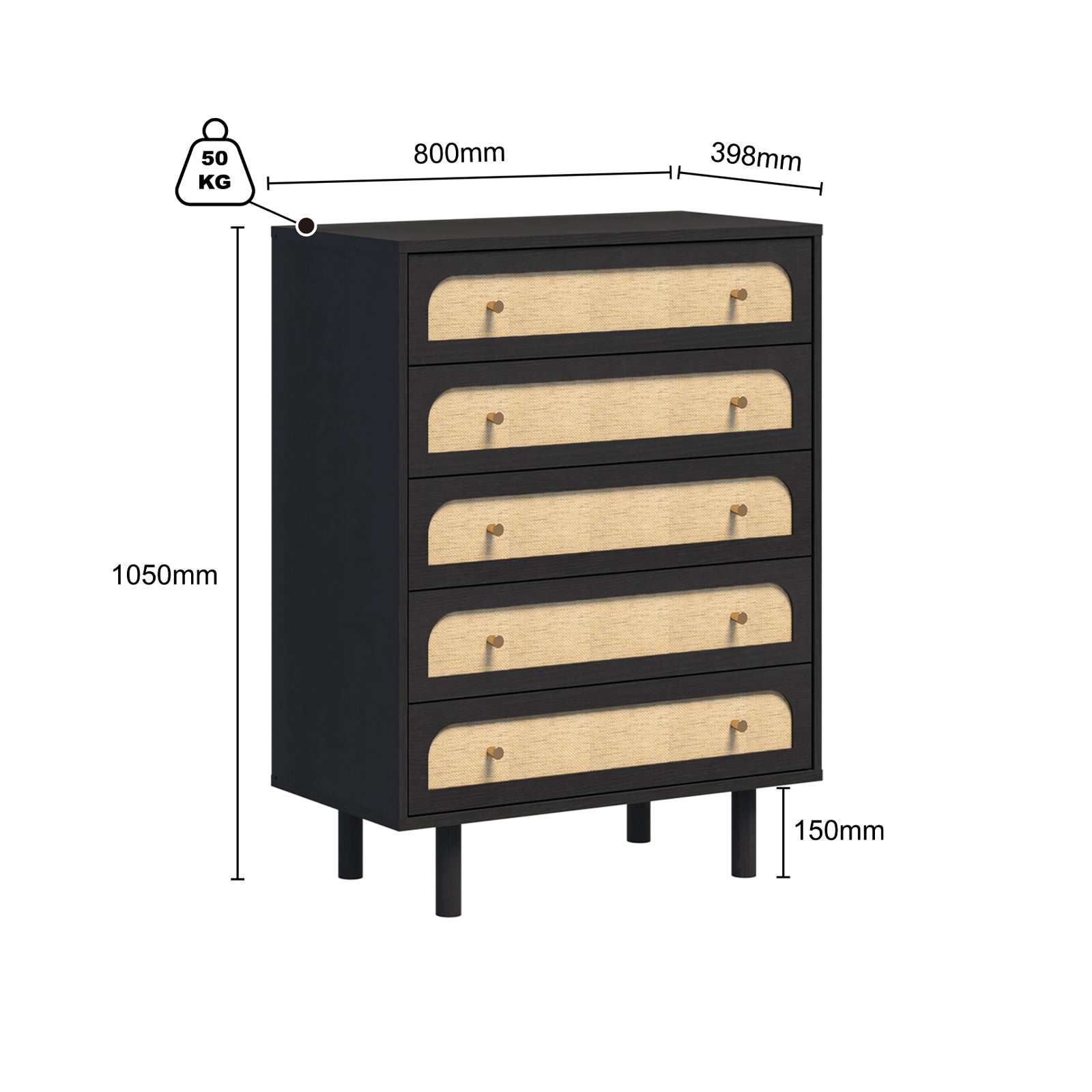 Elisa 2 Sets - 10 Drawer Chest of Drawers Dressers with Curved Fronts