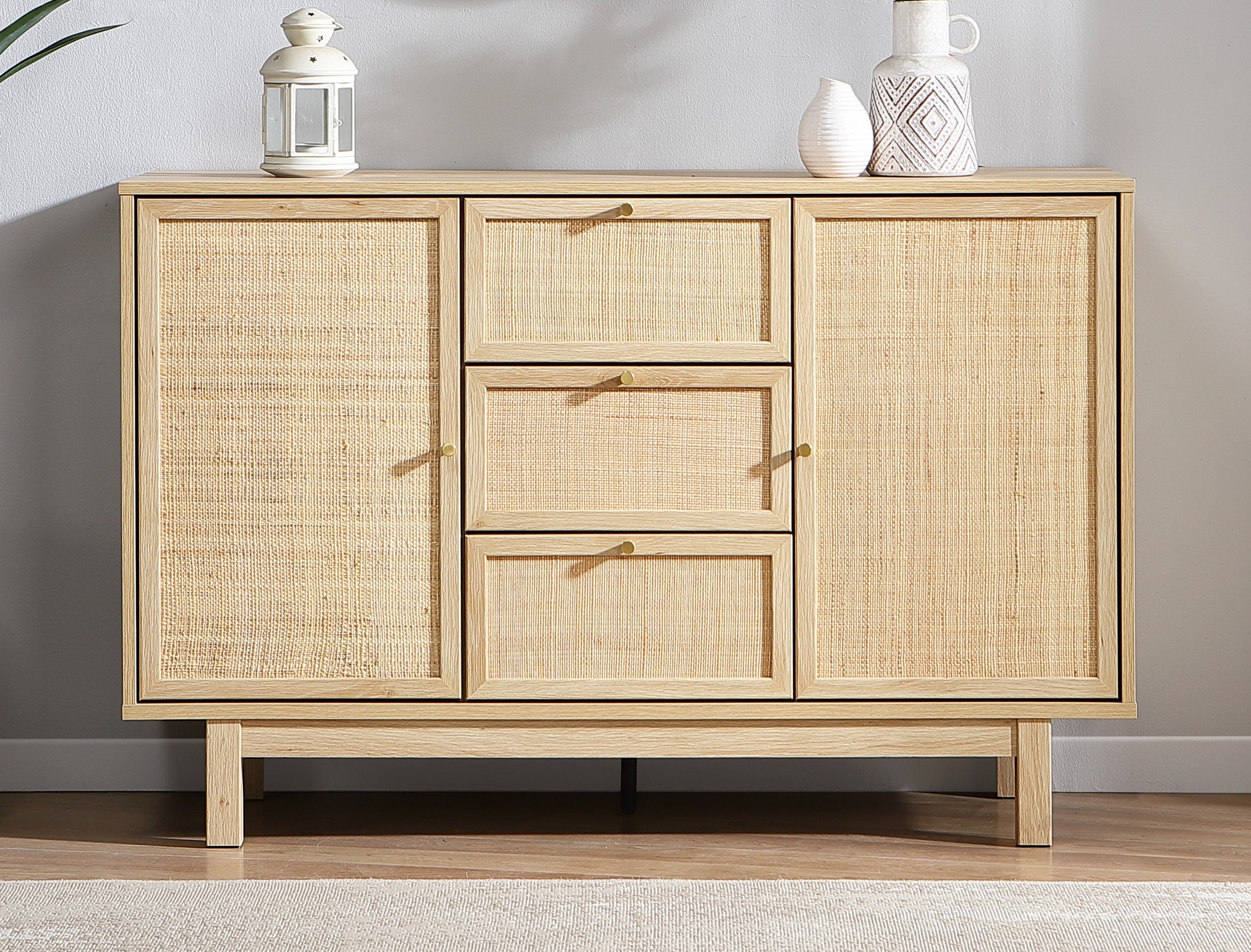 Nara Rattan Sideboard – 2 Doors, 3 Drawers