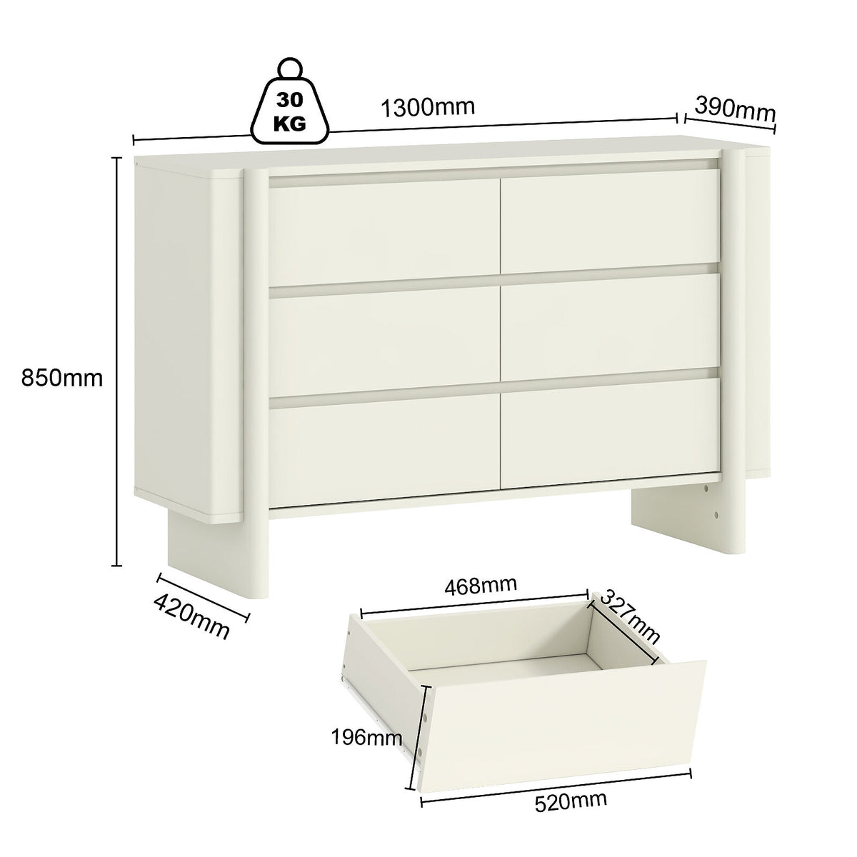 Taylor 12-Drawer Chest Set of 2 – White