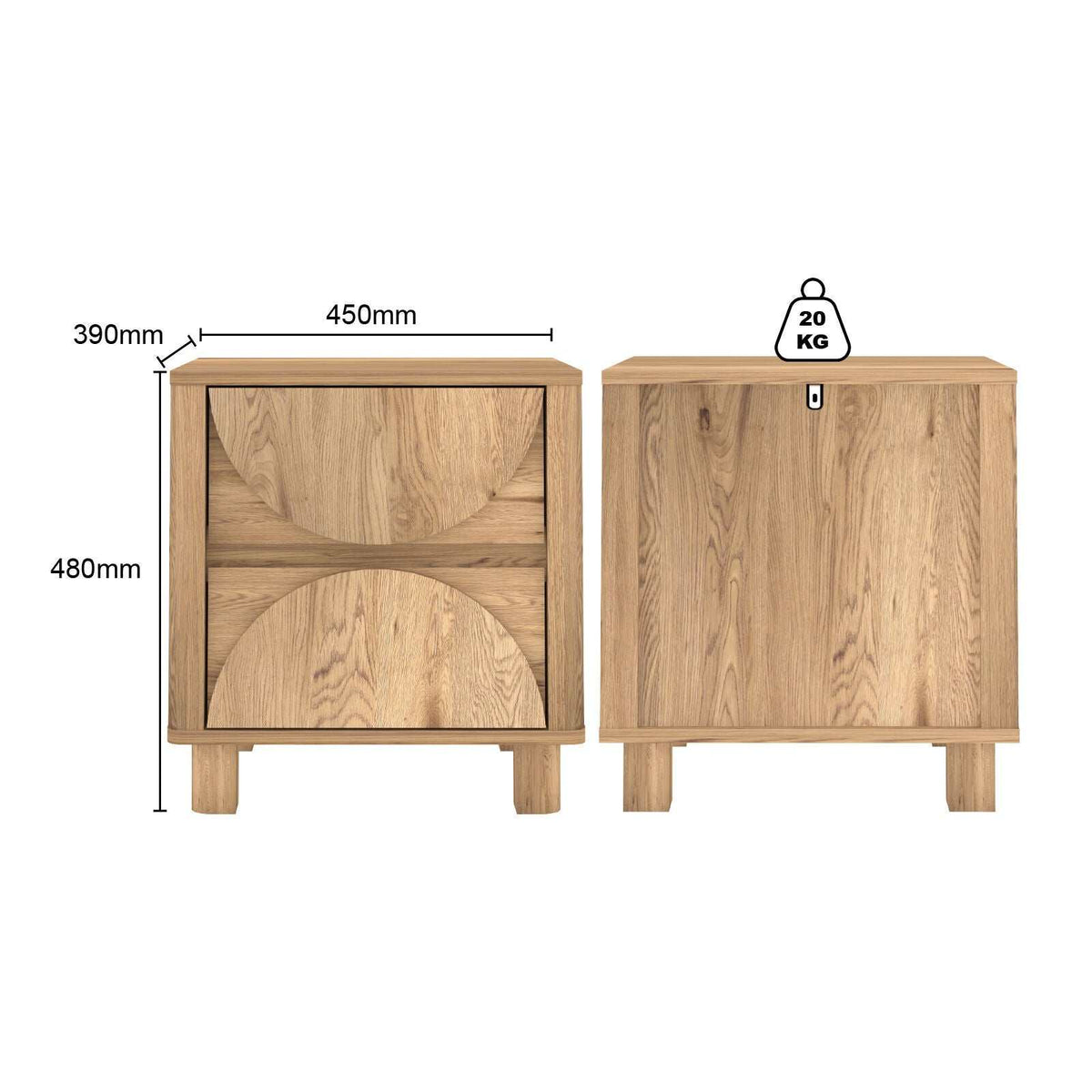 Arched 2-Drawer Bedside Tables Duo Set – Mid-Century Modern