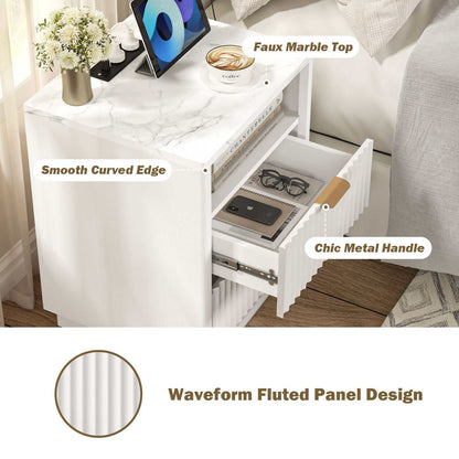 Arlo White RGB LED Bedside Table with USB Charging Station – Contemporary and Functional