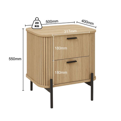 Ayla Living Room Set – Round Fluted Coffee Table (80cm) with Sliding Tambour Door + Matching Fluted End Table