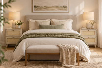 Barley 2 Drawer Rattan Bedside Table