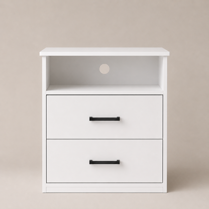 City White 2 Drawer Bedside