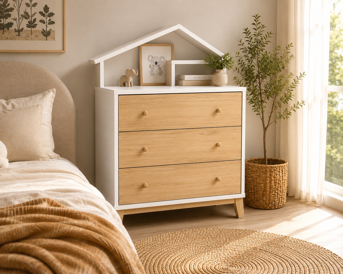 MerryLuk House Kid 3 Drawer Chest Toy Storage Cabinet