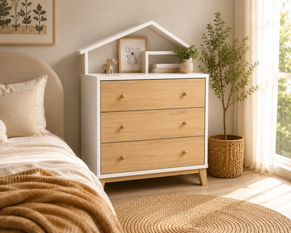MerryLuk House Kid 3 Drawer Chest Toy Storage Cabinet