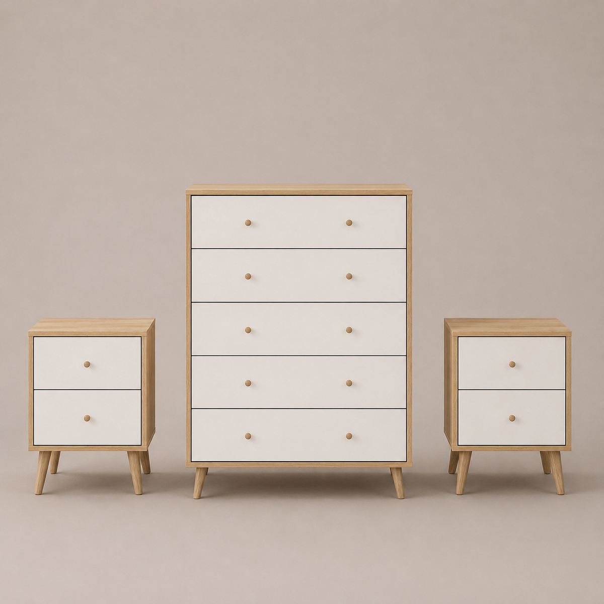Adriana Bedroom Storage Set – Dresser & 2 Bedside Tables