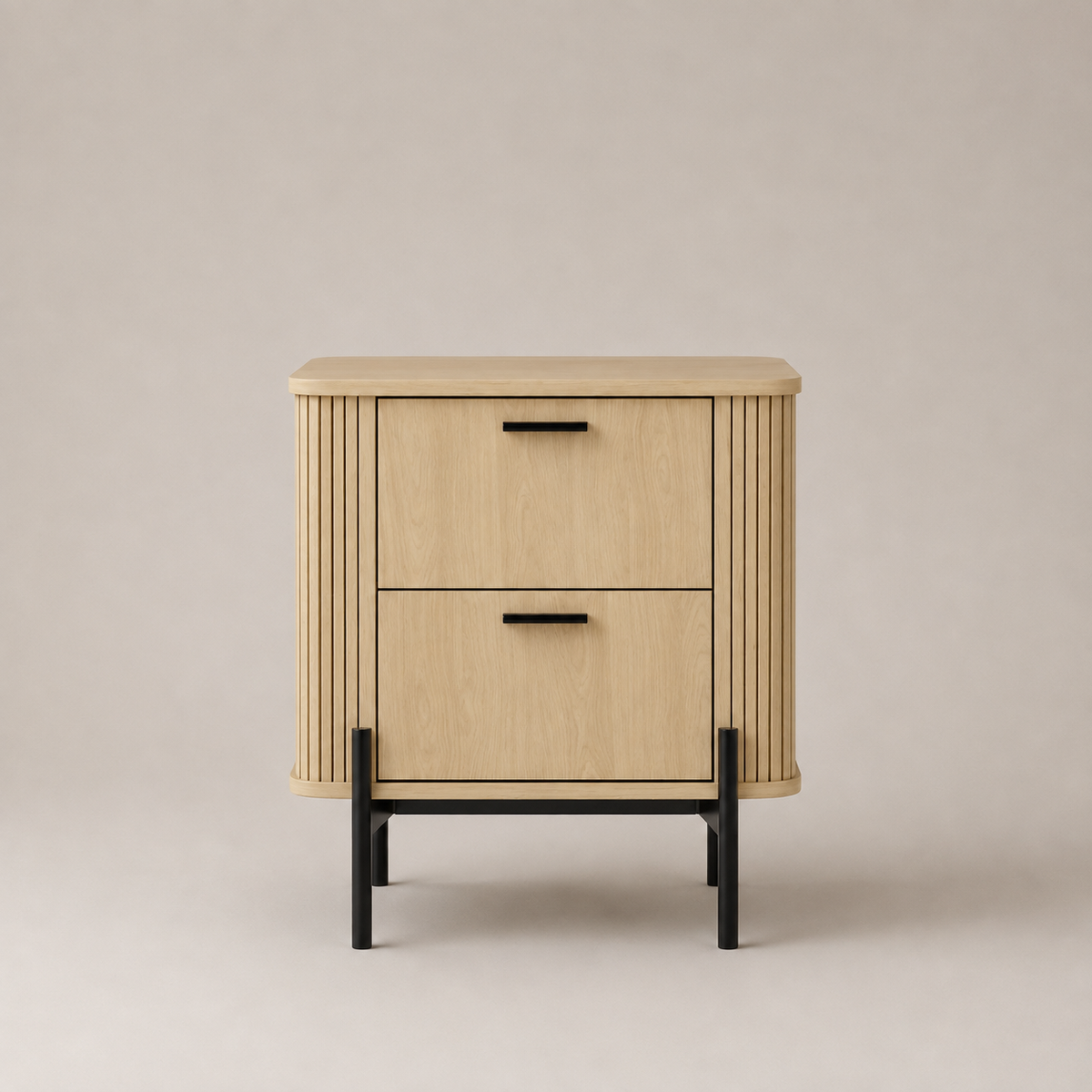 Ayla Fluted Bedside Tables Set of 2 – 2-Drawer Modern Design