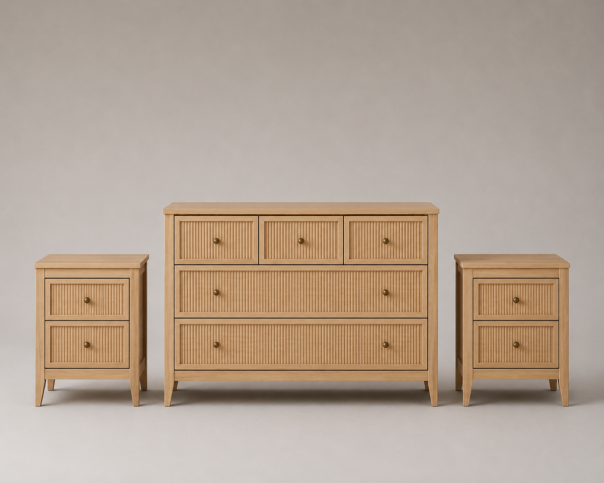Vera Scandinavian Bedroom Storage Set – Bedside Table & Dresser