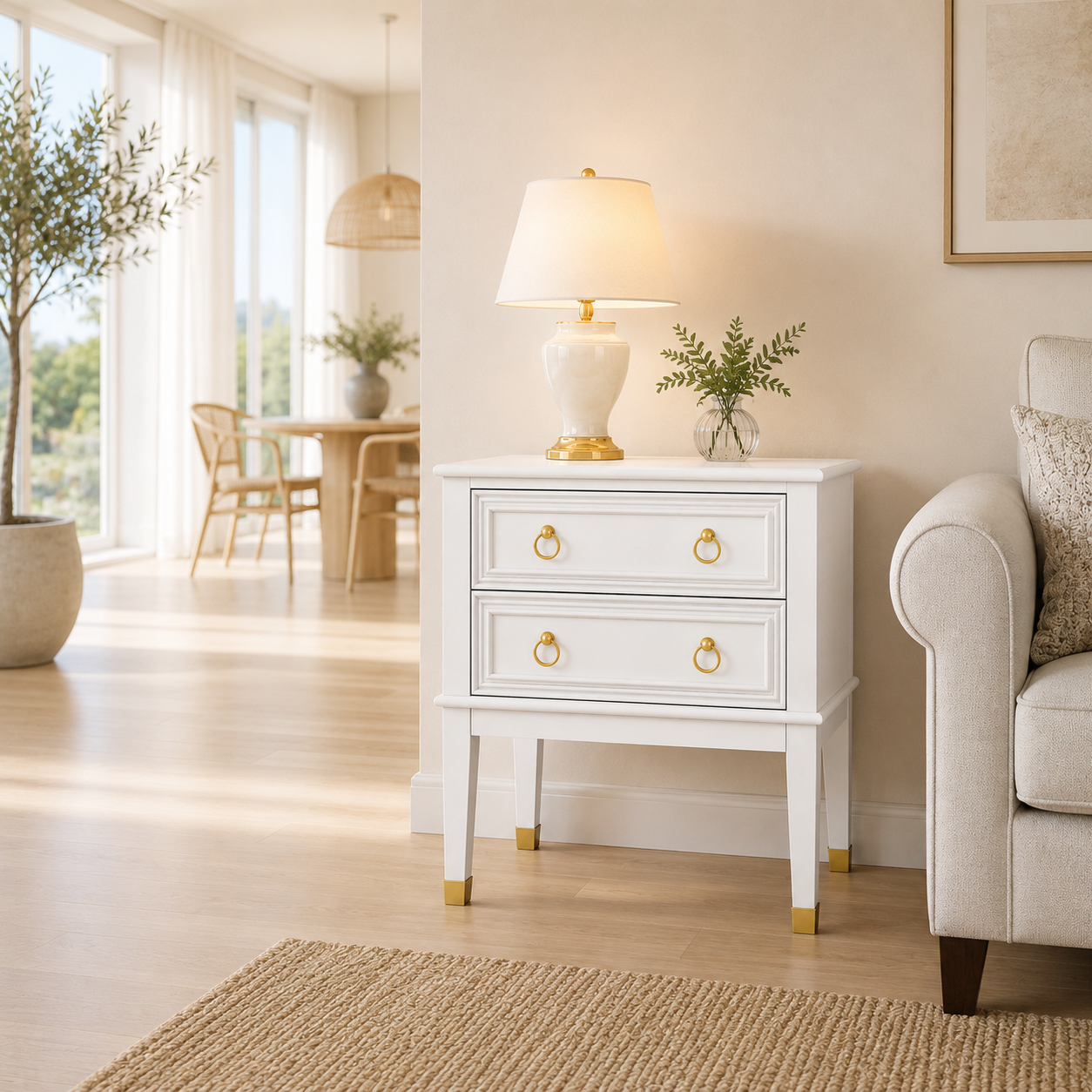 Norwood White Bedside Table