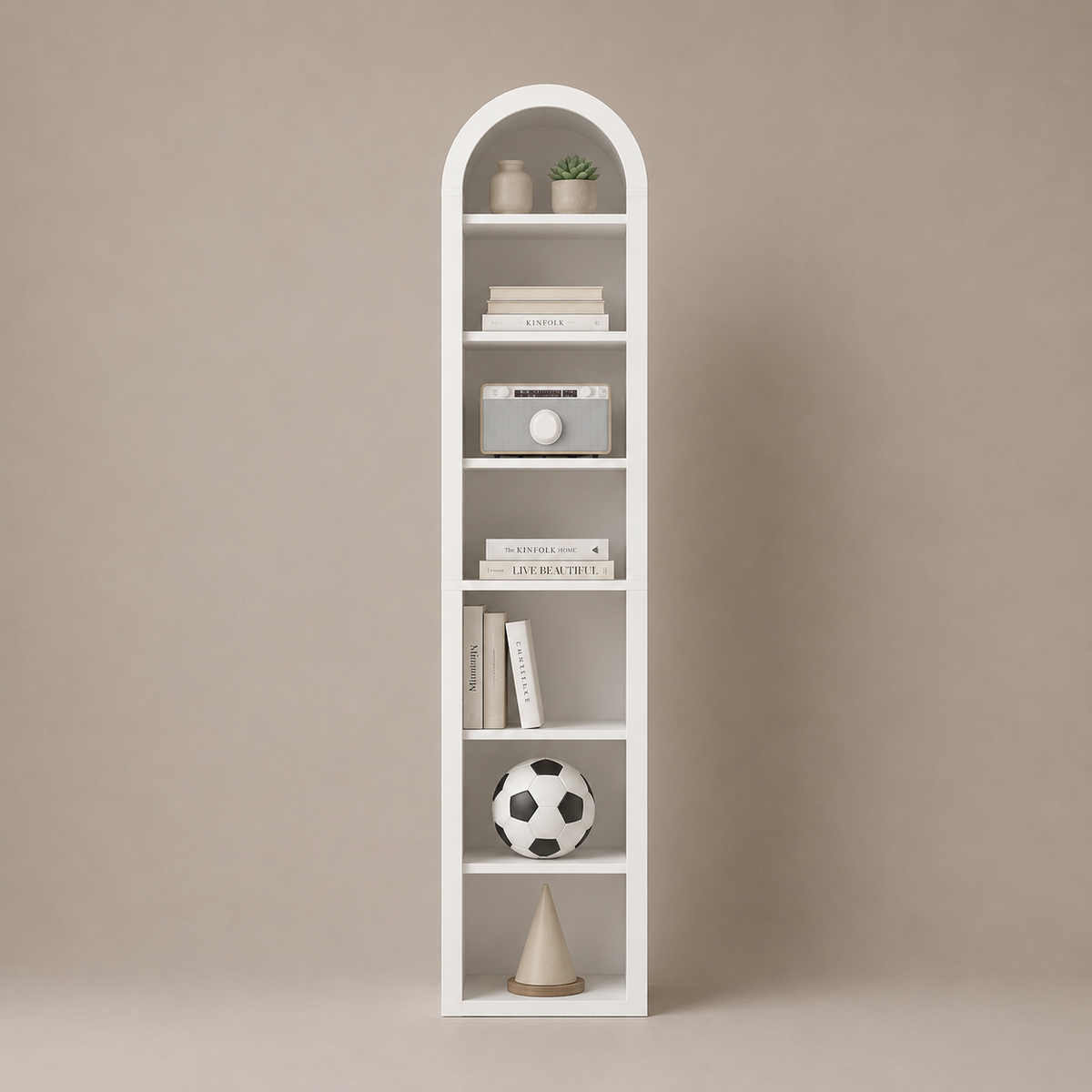 Opera Slim White Arch Bookcase