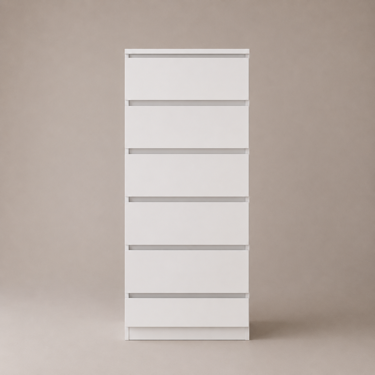 Zane White Narrow Dresser | 6-Drawer Minimalist Design