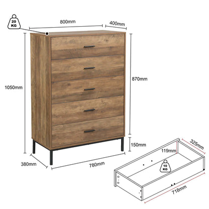 five drawer dresser