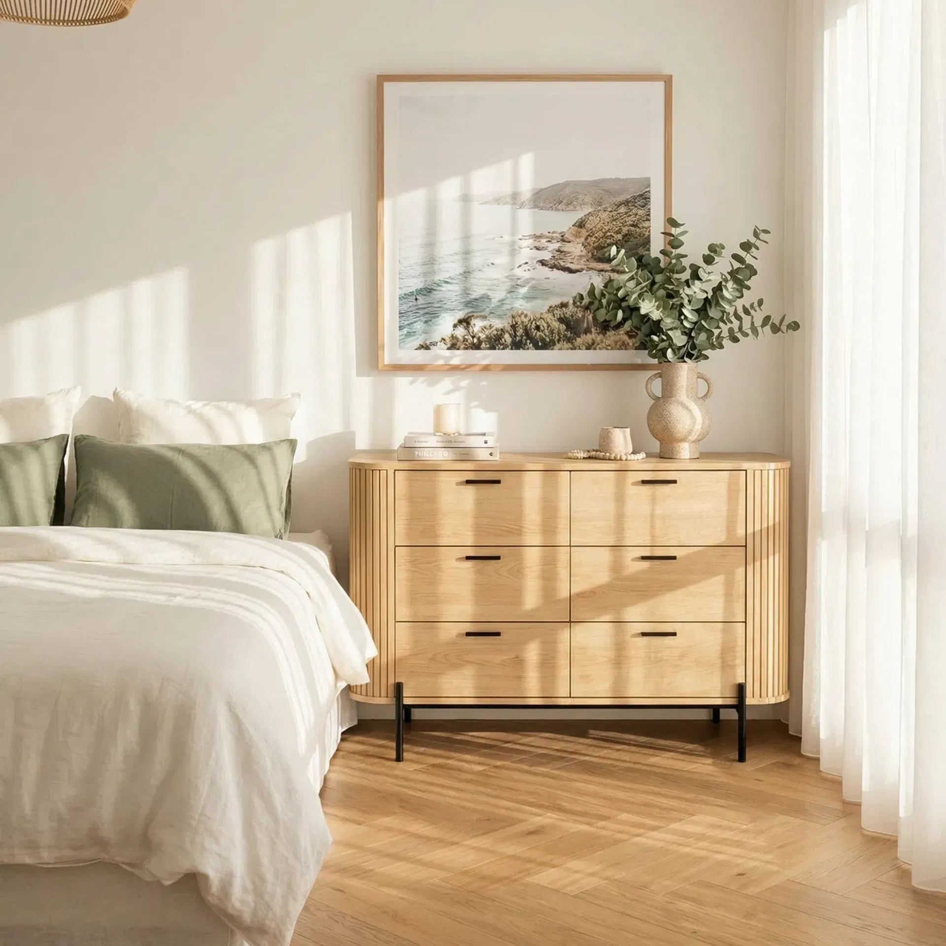 Ayla Fluted 6-Drawer Lowboy – Modern Bedroom Dresser