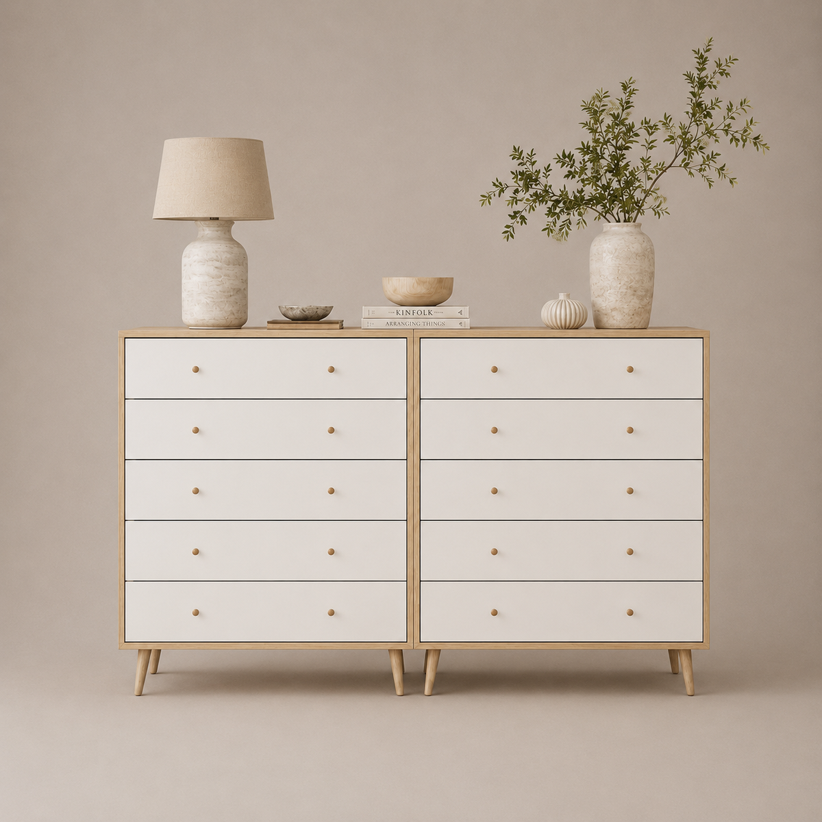 Adriana 2-Piece Tall 5-Drawer Chest of Drawers Set