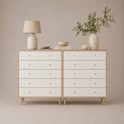 Adriana 2-Piece Tall 5-Drawer Chest of Drawers Set