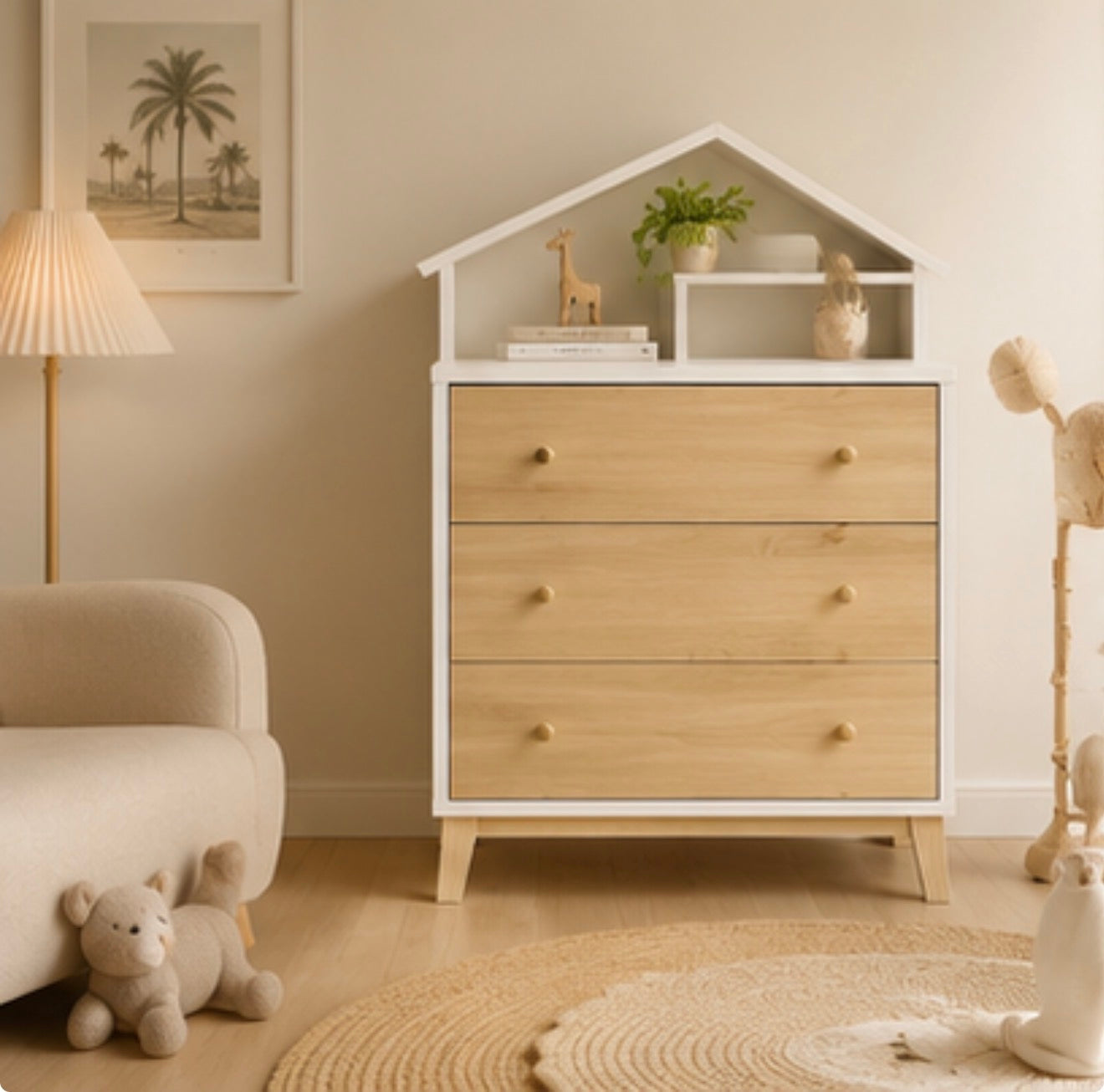 MerryLuk House Kid 3 Drawer Chest Toy Storage Cabinet