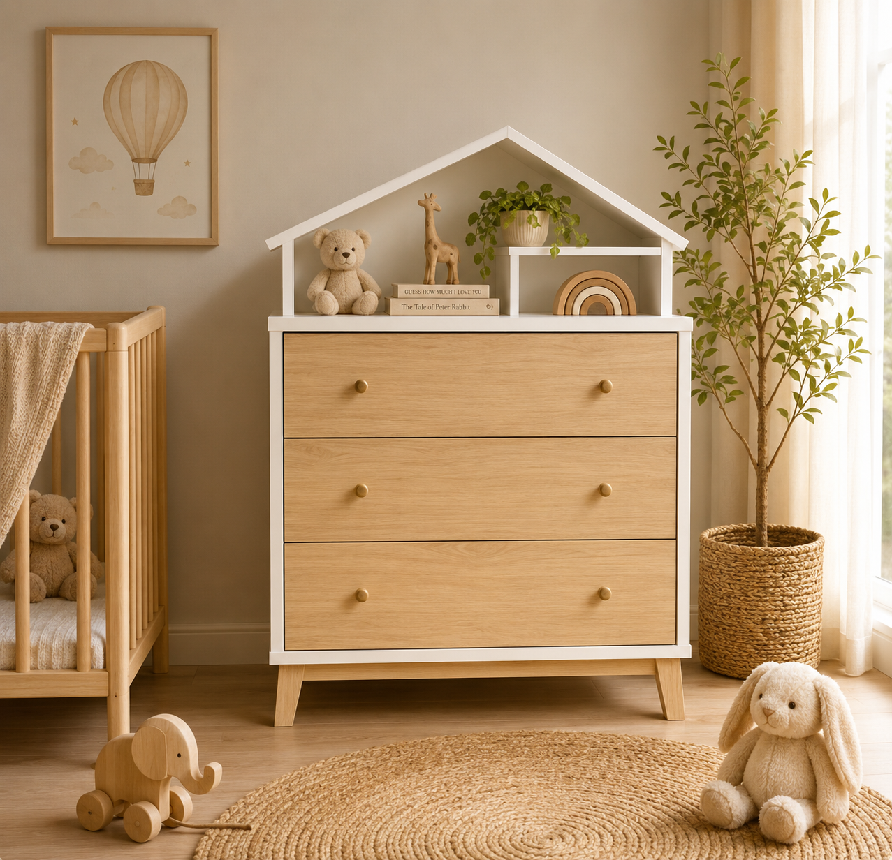 MerryLuk House Kid 3 Drawer Chest Toy Storage Cabinet