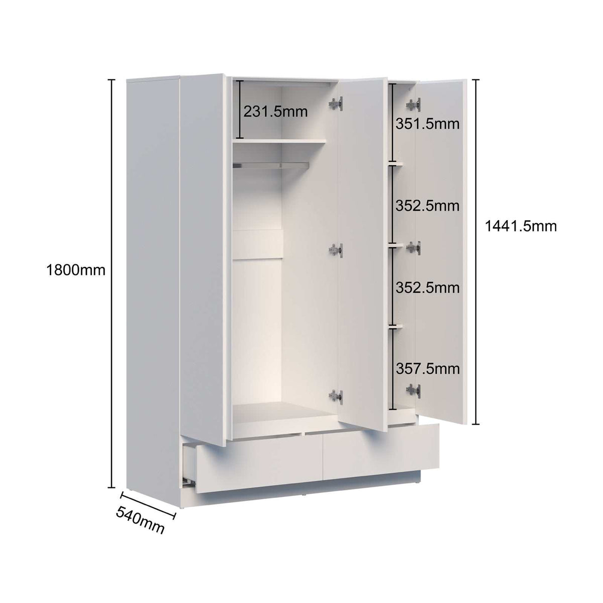 The Felix 3-Door Sleek Wardrobe | Minimalistic Storage