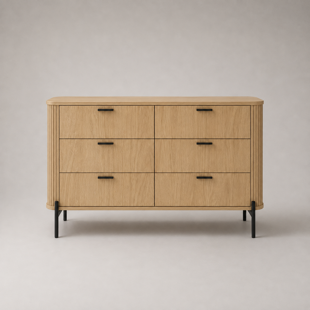 Ayla Fluted 6-Drawer Lowboy Bedroom Dresser