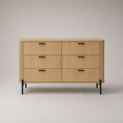 Ayla Fluted 6-Drawer Lowboy Bedroom Dresser