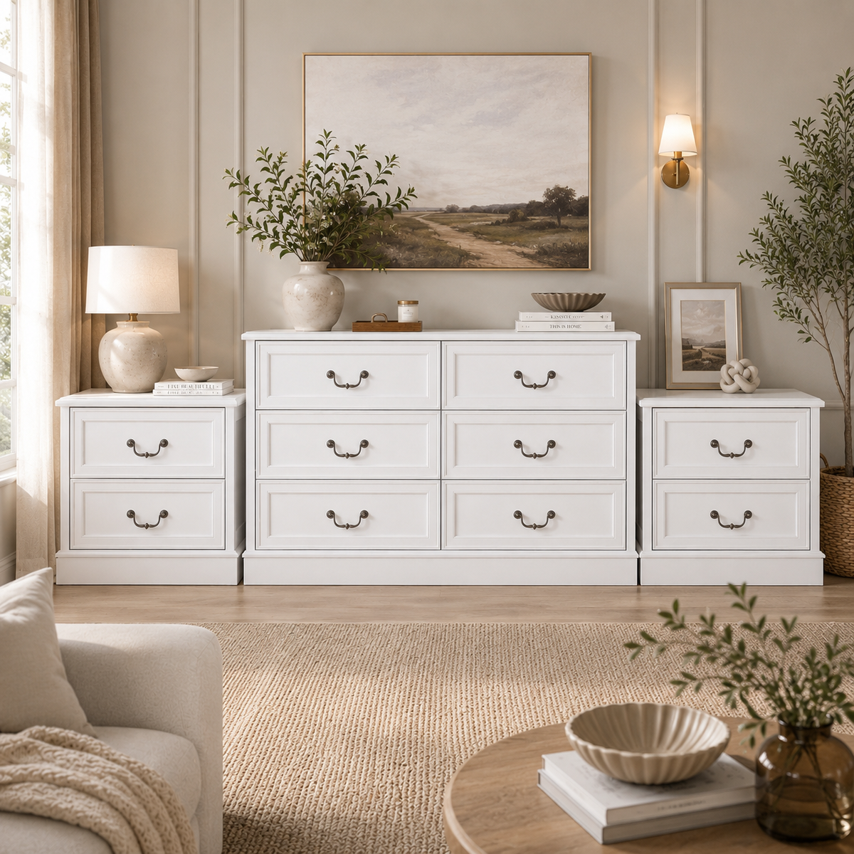 Hampton White 3-Piece Bedroom Storage Furniture Set