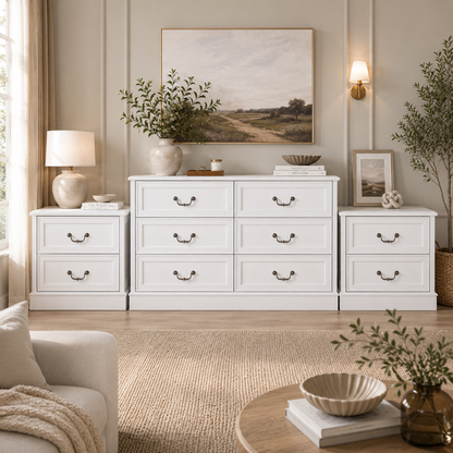 Hampton White 3-Piece Bedroom Storage Furniture Set