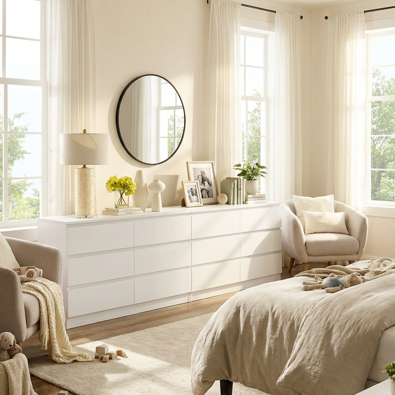 Zane White 12-Drawer Dresser – Luxe Storage for Every Room