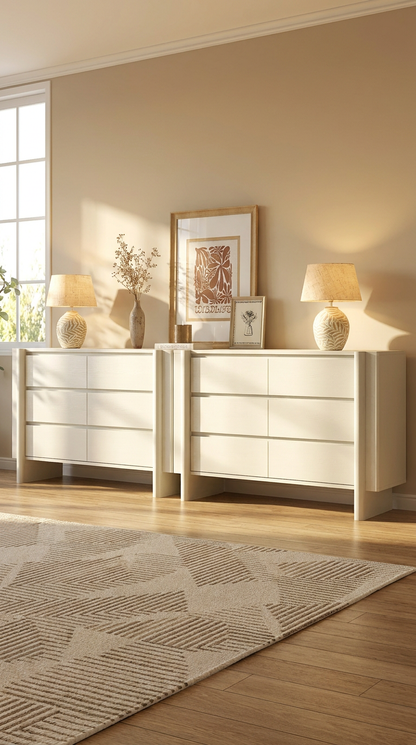 Taylor 6-Drawer Chest of Drawers | Sleek White Lowboy Dresser
