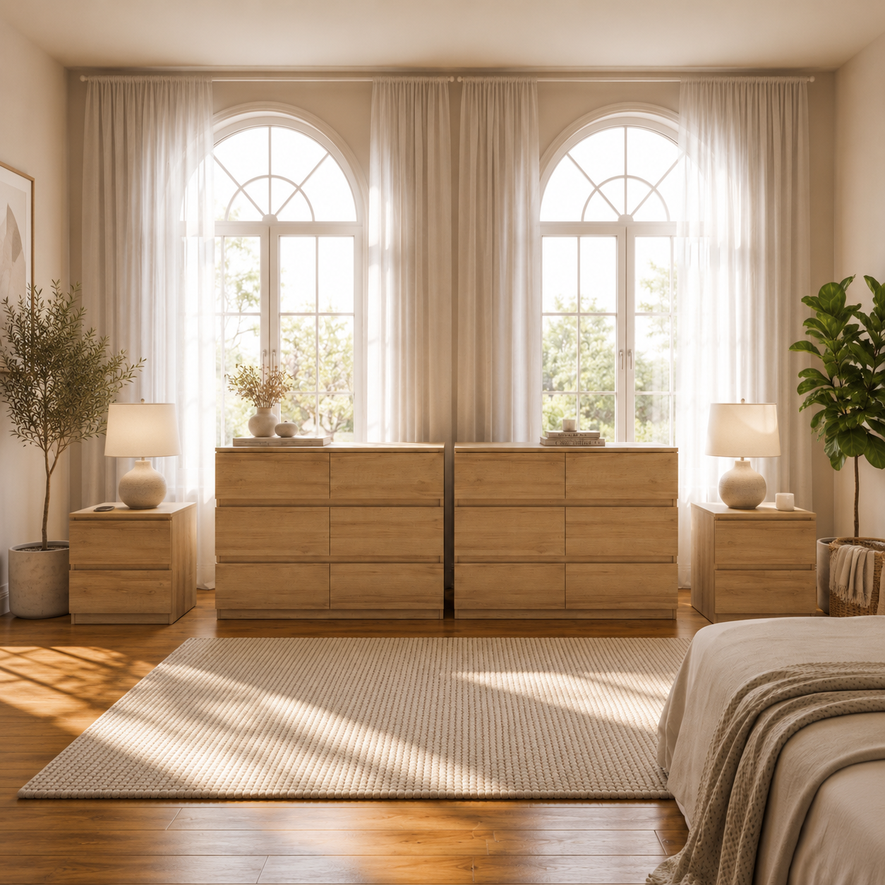 Zane Bedroom Lux Set - Duo Dresser & Bedside Tables